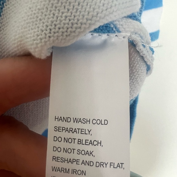 NWT Jeanne Pierre Women’s Striped Round Hem Sweater Blue Sky/White M Nautical - Picture 5 of 9